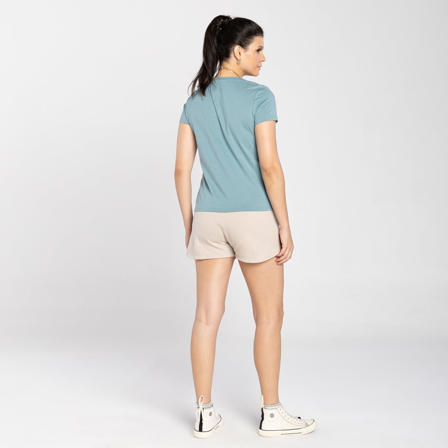 Camiseta Básica Gola V Cobregola Feminina - Verde Hortelã