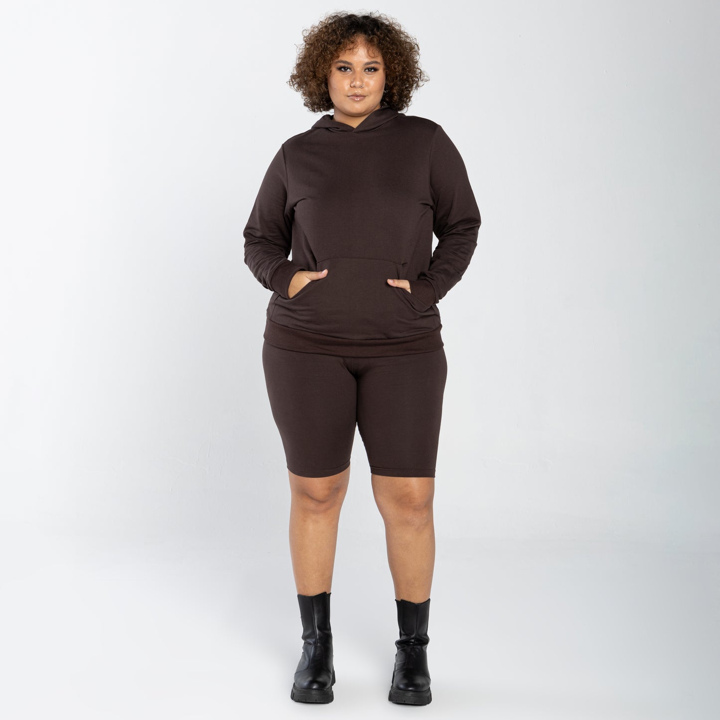 Blusão Tech Impermeável Moletom Flanelado Capuz Plus Feminino - Marrom