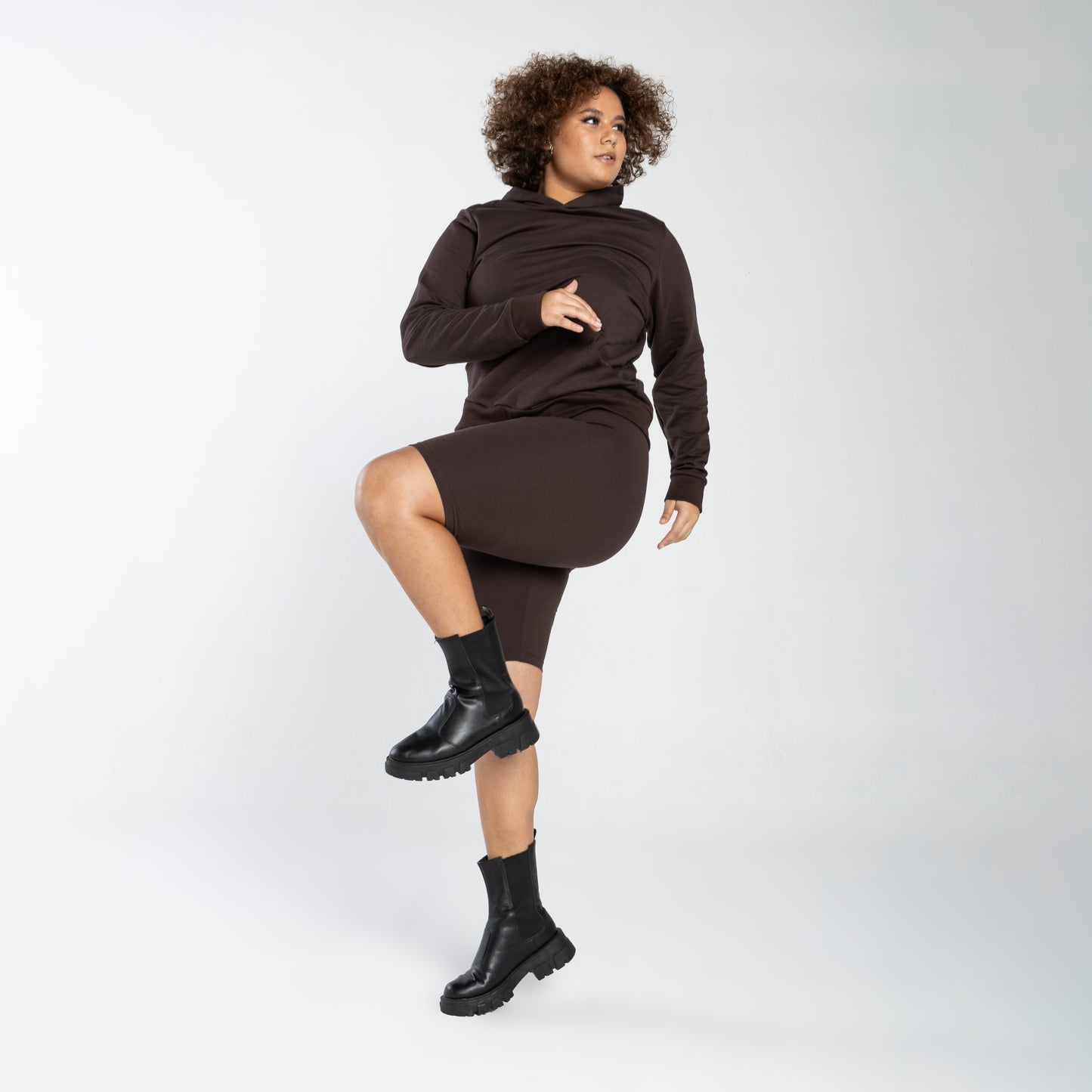 Blusão Tech Impermeável Moletom Flanelado Capuz Plus Feminino - Marrom