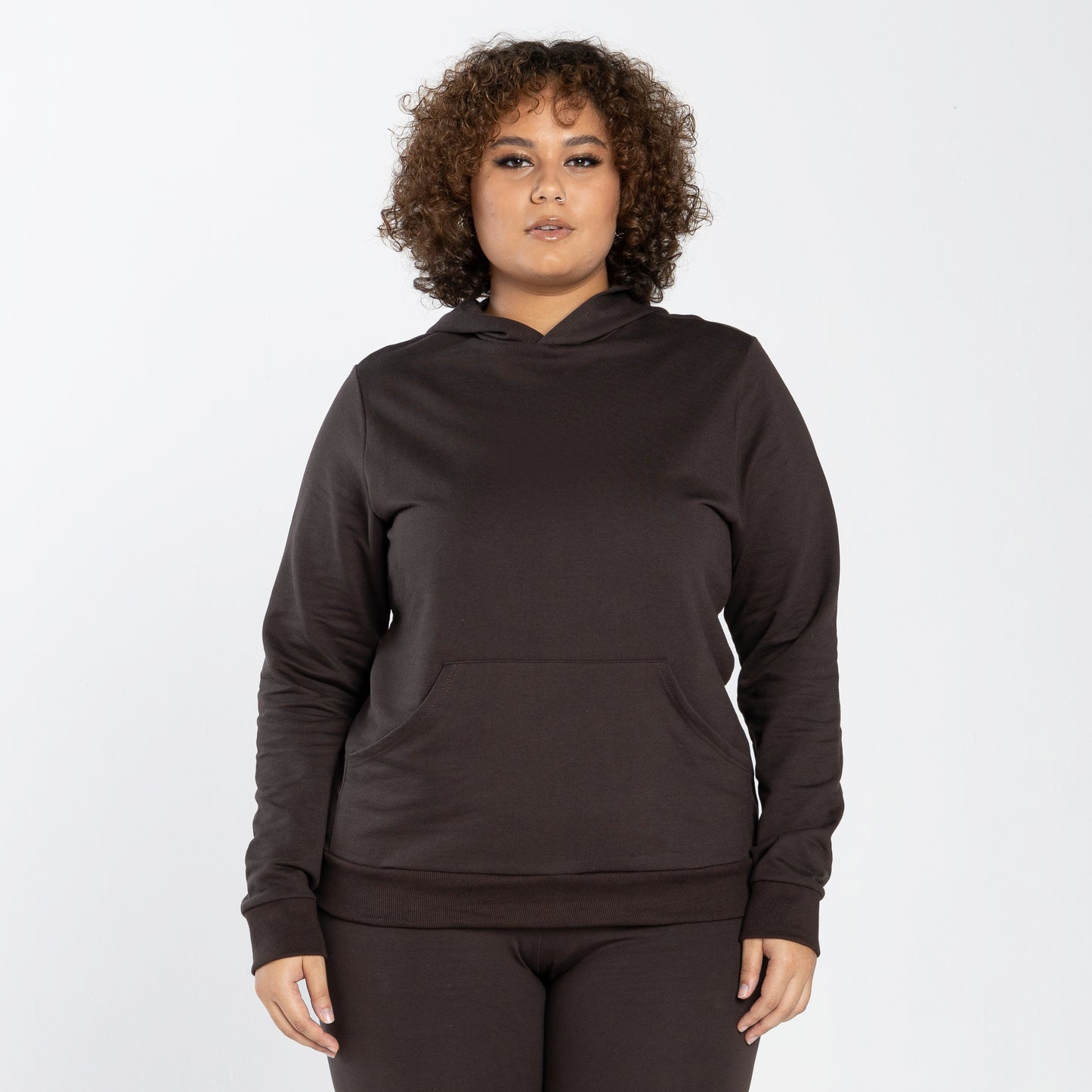 Blusão Tech Impermeável Moletom Flanelado Capuz Plus Feminino - Marrom