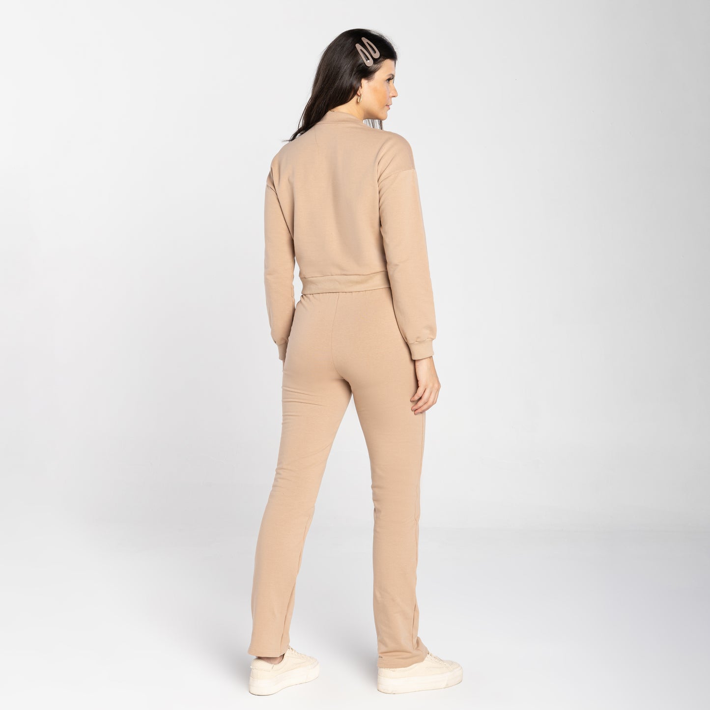 Blusão Cropped Tech Impermeável Feminino - Bege Camel