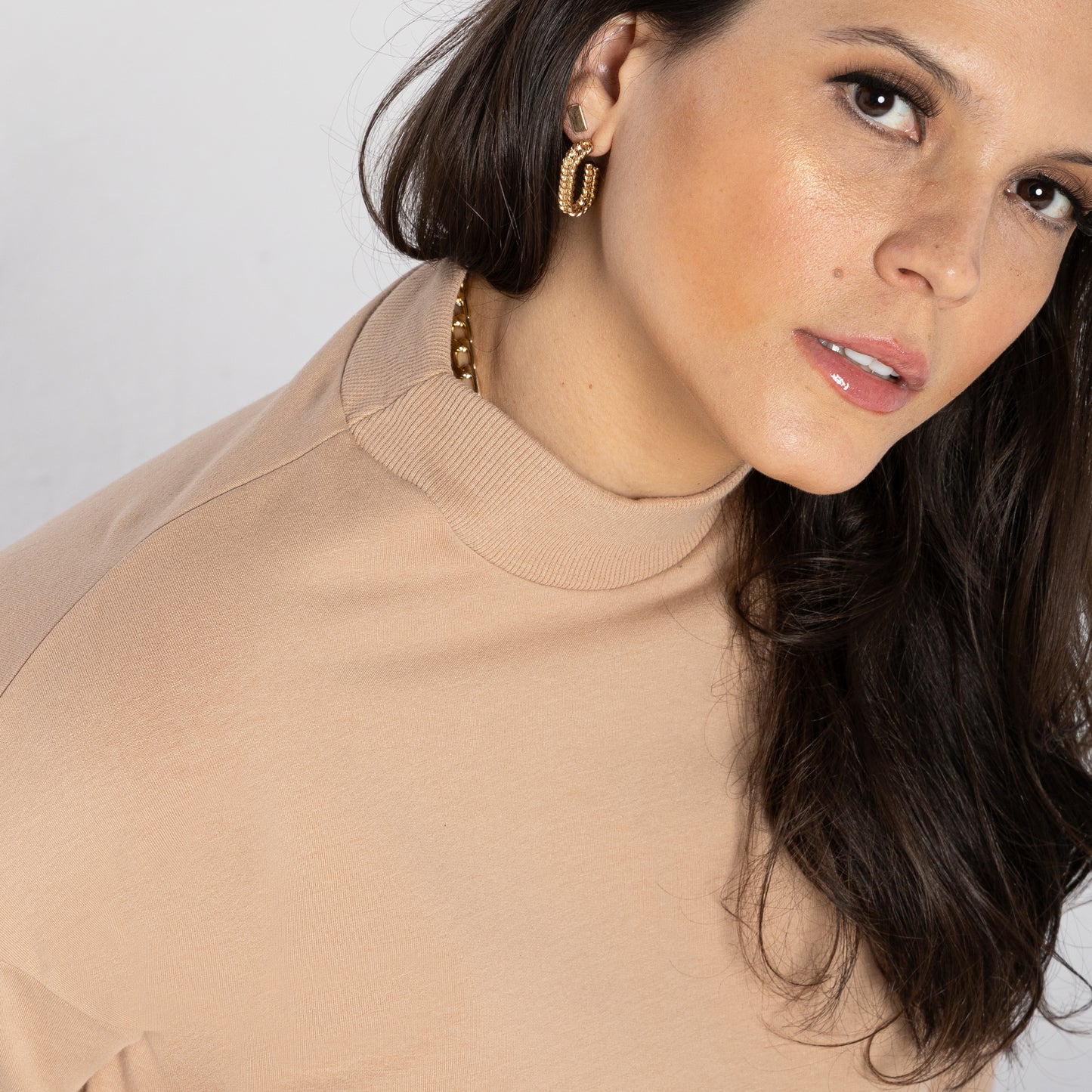 Blusão Cropped Tech Impermeável Feminino - Bege Camel
