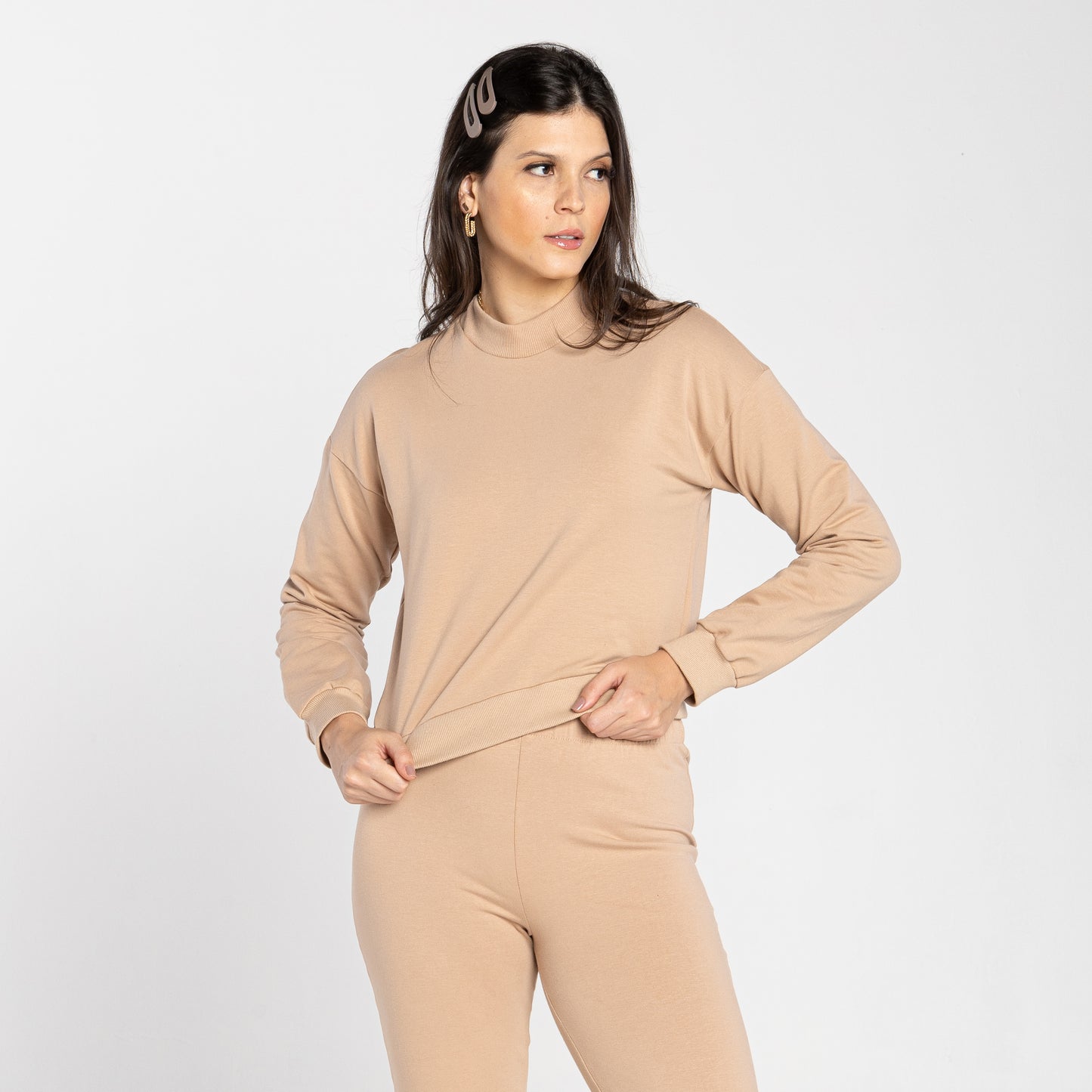 Blusão Cropped Tech Impermeável Feminino - Bege Camel