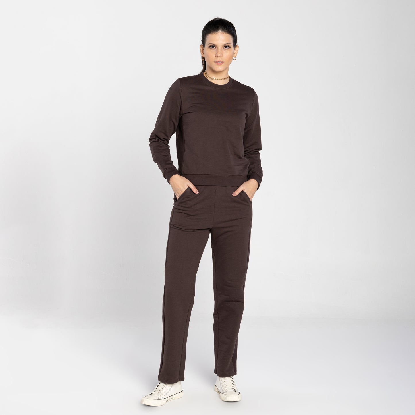 Blusão Tech Impermeável Moletom Flanelado Recorte Feminino - Marrom