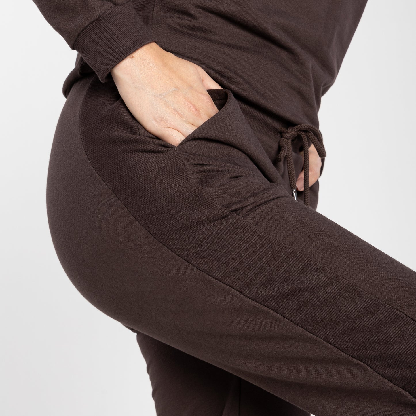 Calça Tech Impermeável Moletom Flanelado Recorte Feminina - Marrom
