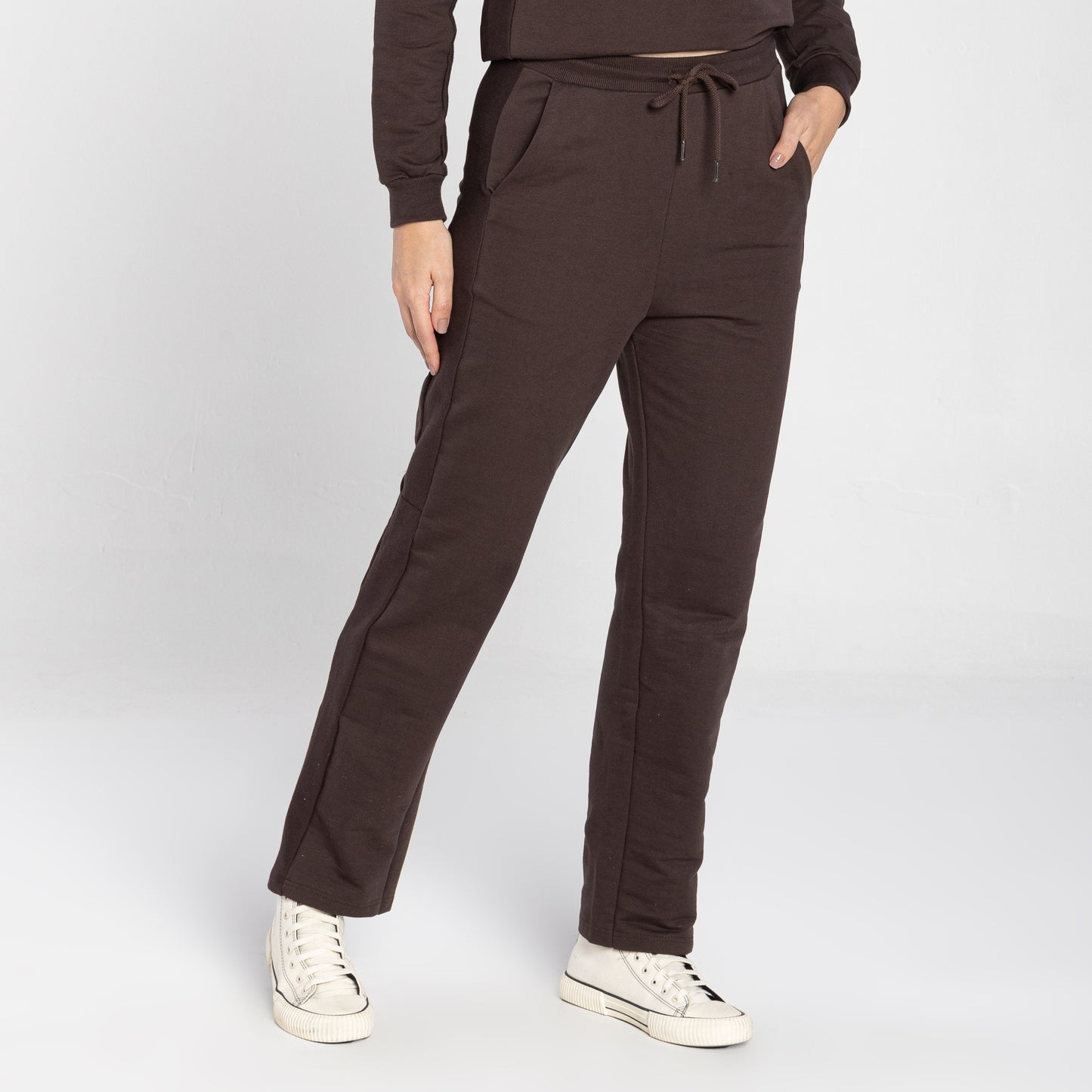 Calça Tech Impermeável Moletom Flanelado Recorte Feminina - Marrom