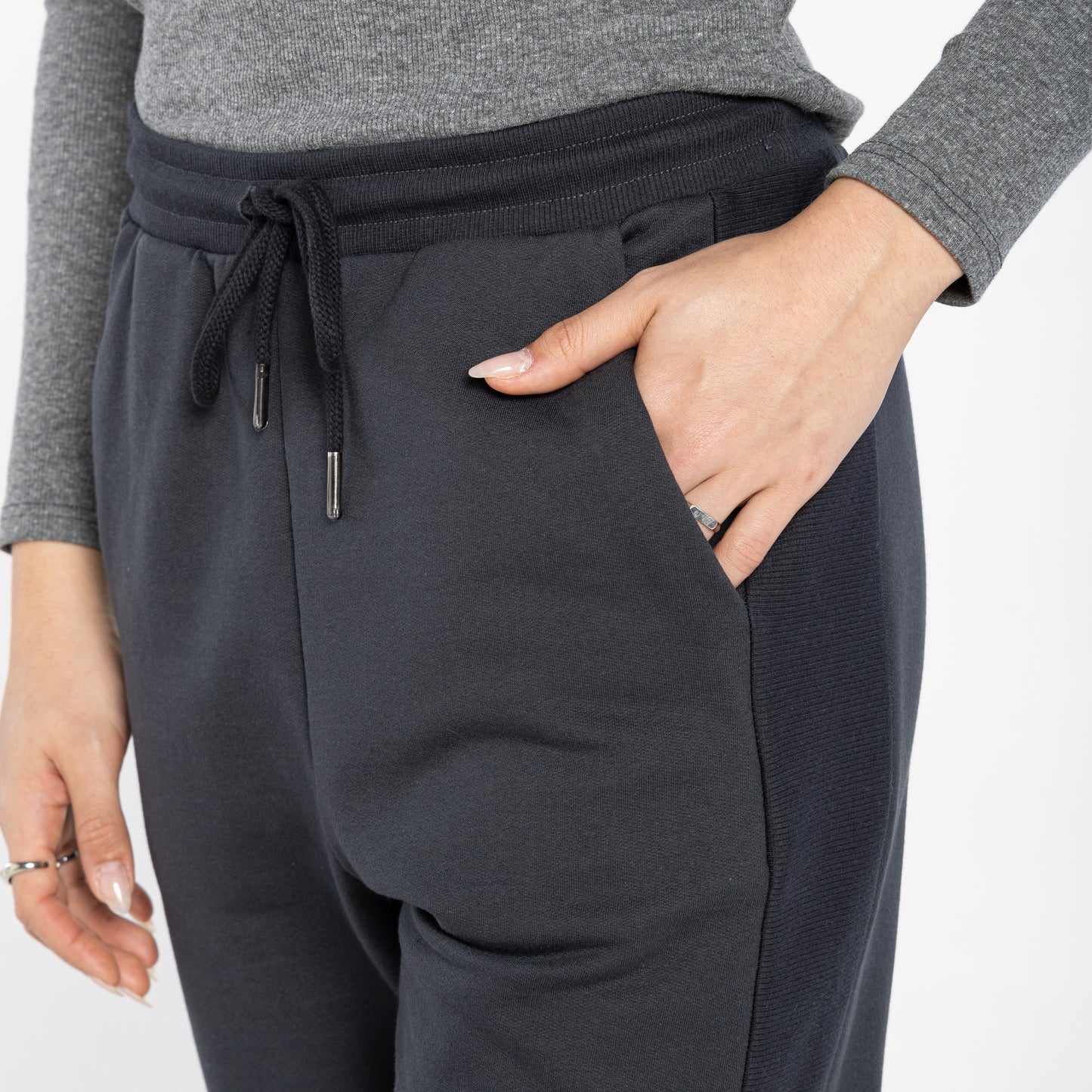 Calça Tech Impermeável Moletom Flanelado Recorte Feminina - Cinza Escuro