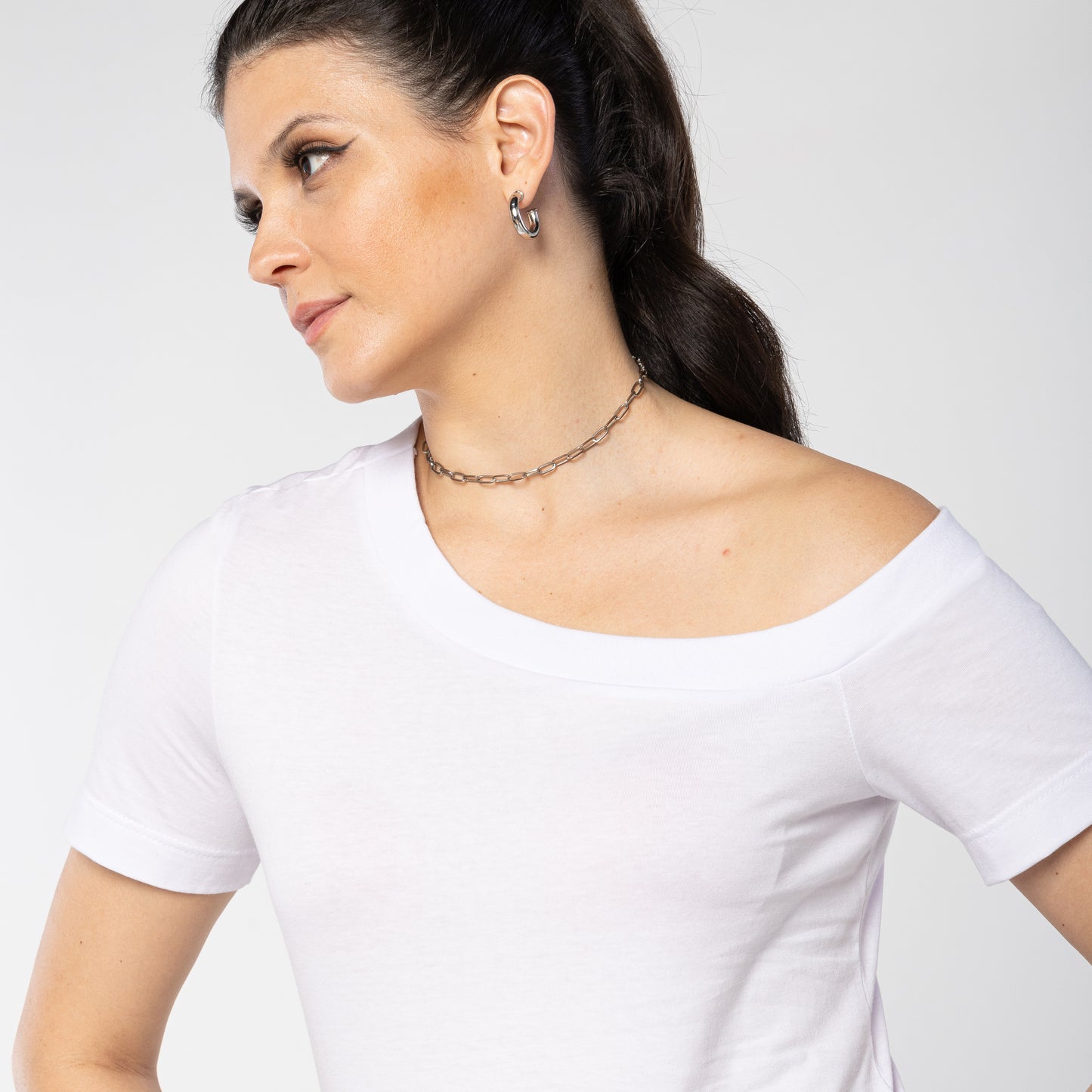 Tech T-Shirt Impermeável Ombro Único Feminina - Branco