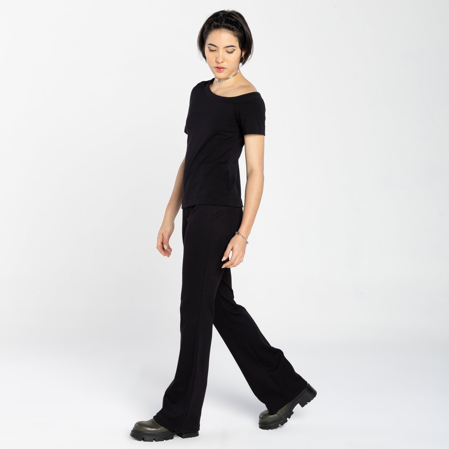 Tech T-Shirt Impermeável Ombro Único Feminina - Preto