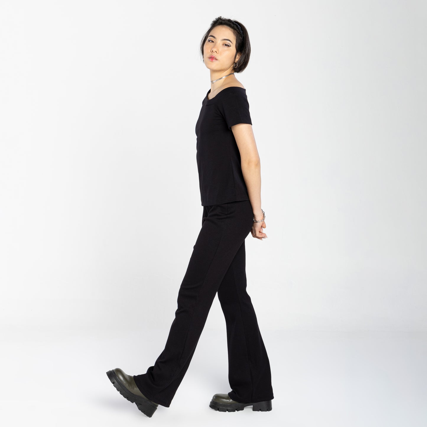 Tech T-Shirt Impermeável Ombro Único Feminina - Preto