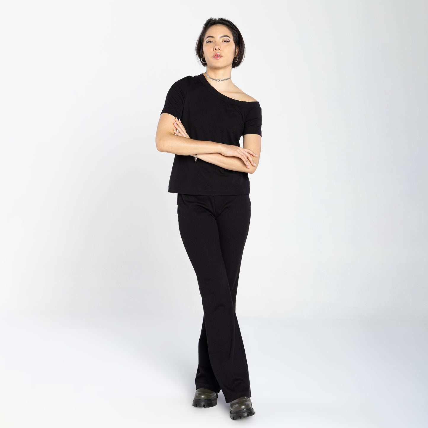 Tech T-Shirt Impermeável Ombro Único Feminina - Preto