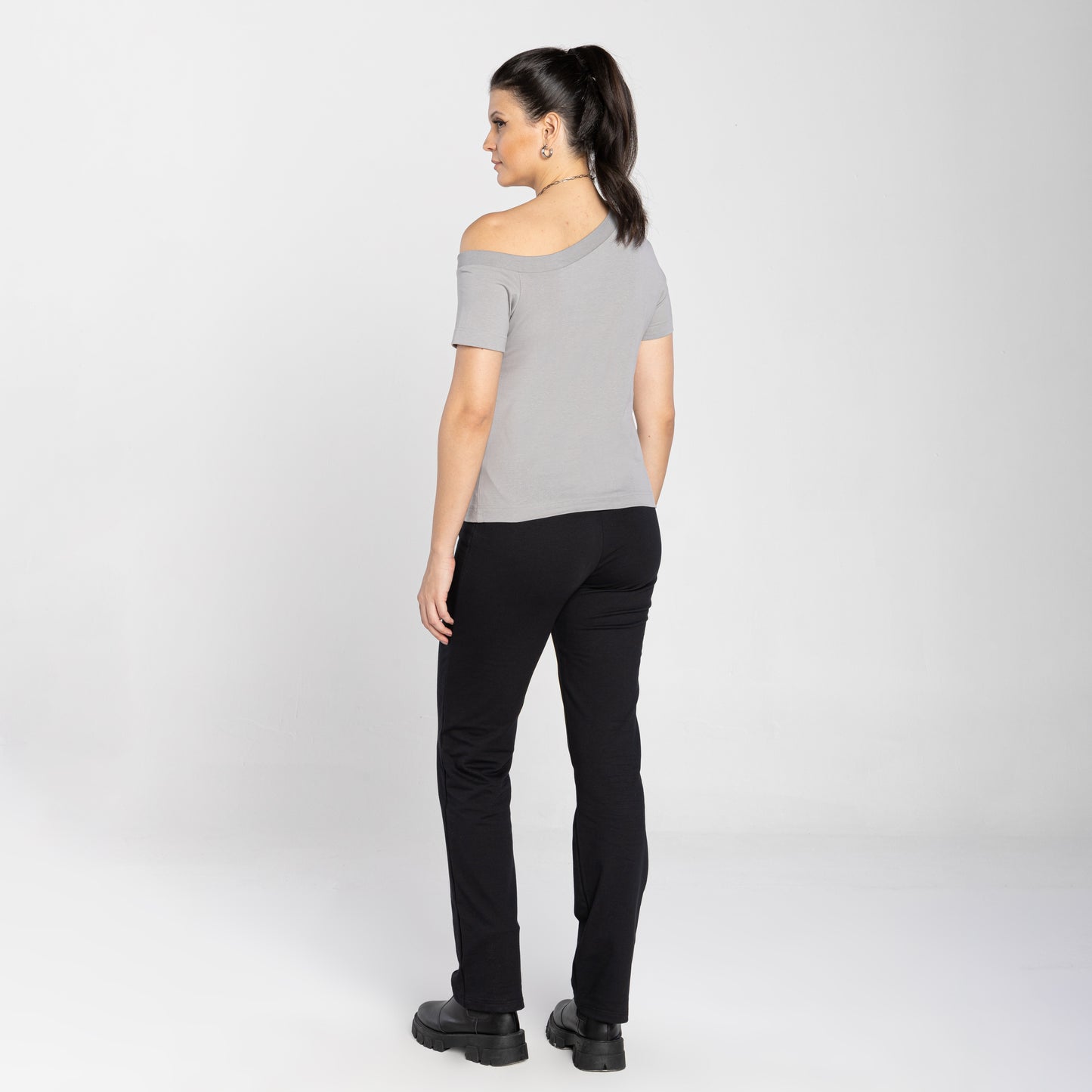 Tech T-Shirt Impermeável Ombro Único Feminina - Cinza Titanio