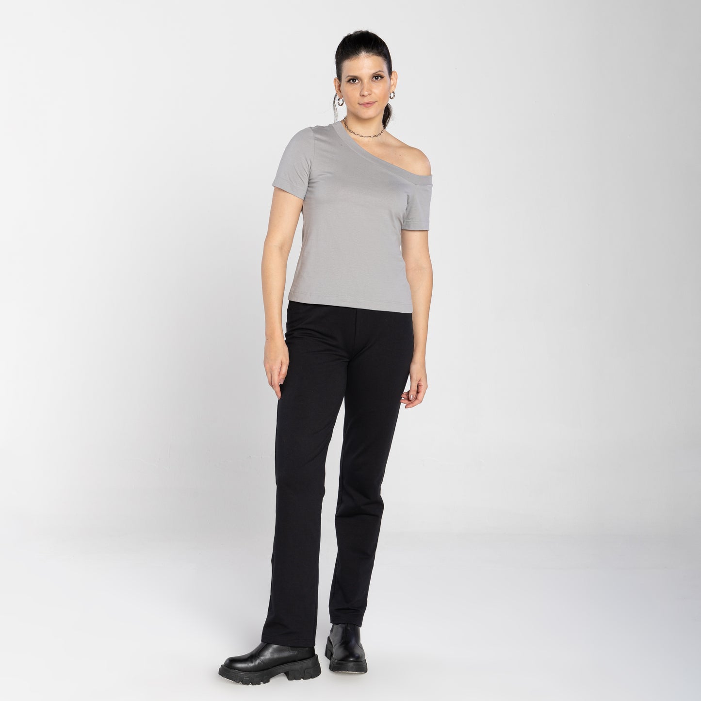 Tech T-Shirt Impermeável Ombro Único Feminina - Cinza Titanio