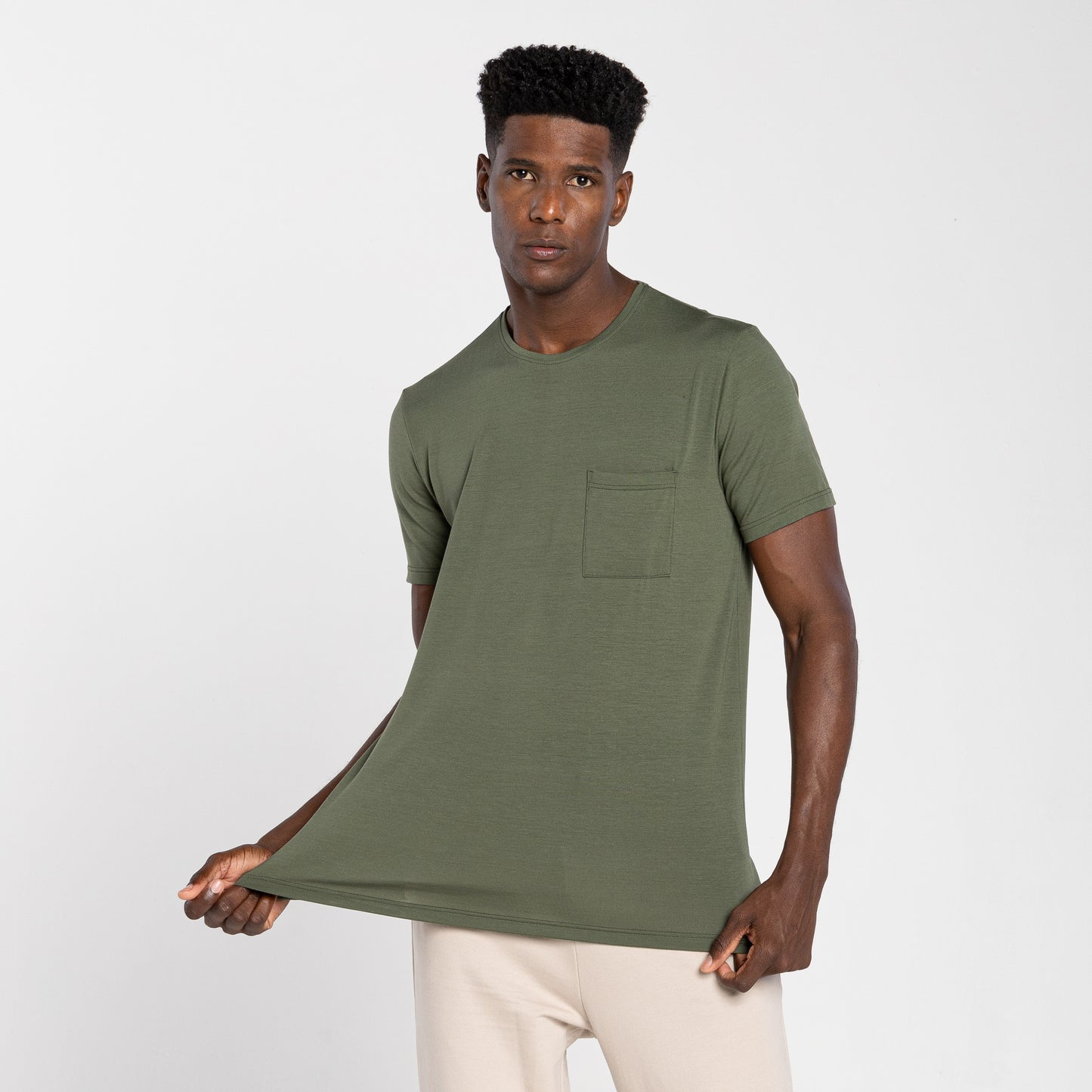 Tech T-Shirt Modal Bolso Masculina - Verde Figo