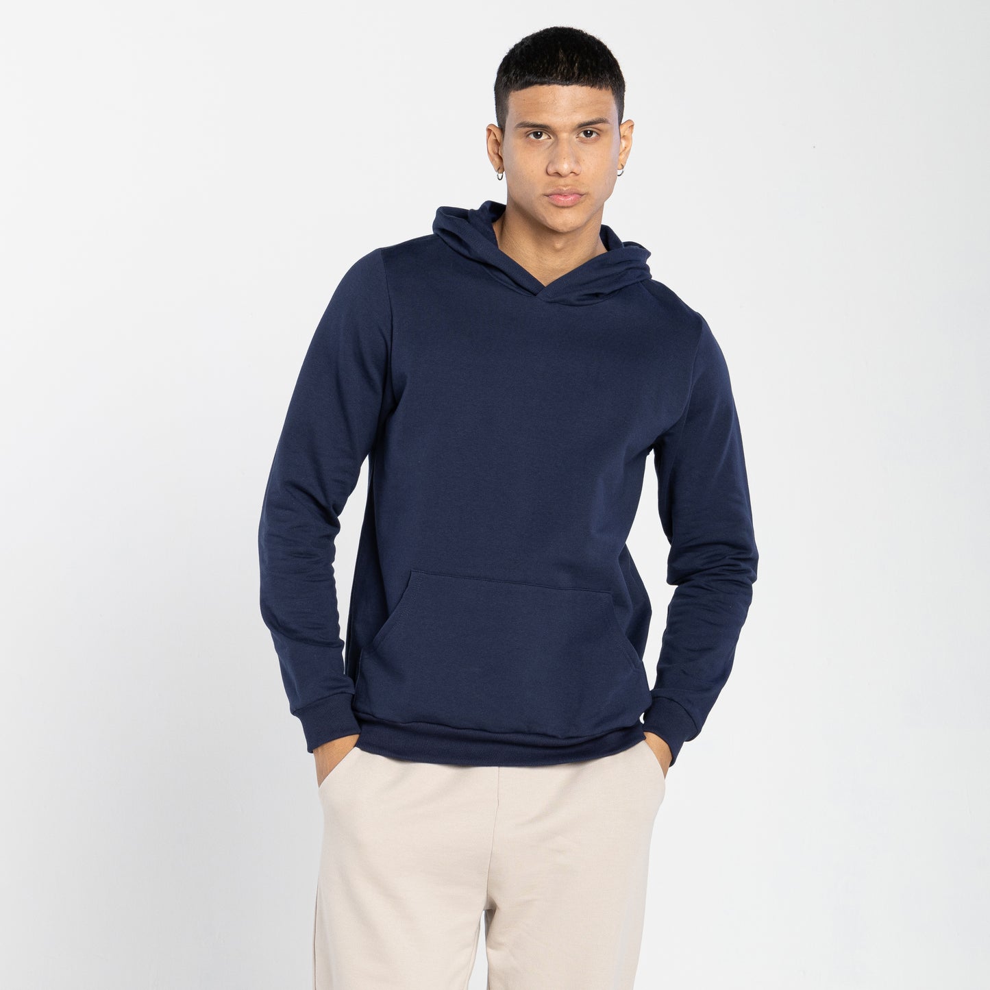 Blusão Moletom Comfort Flanelado Capuz Masculino - Azul Marinho