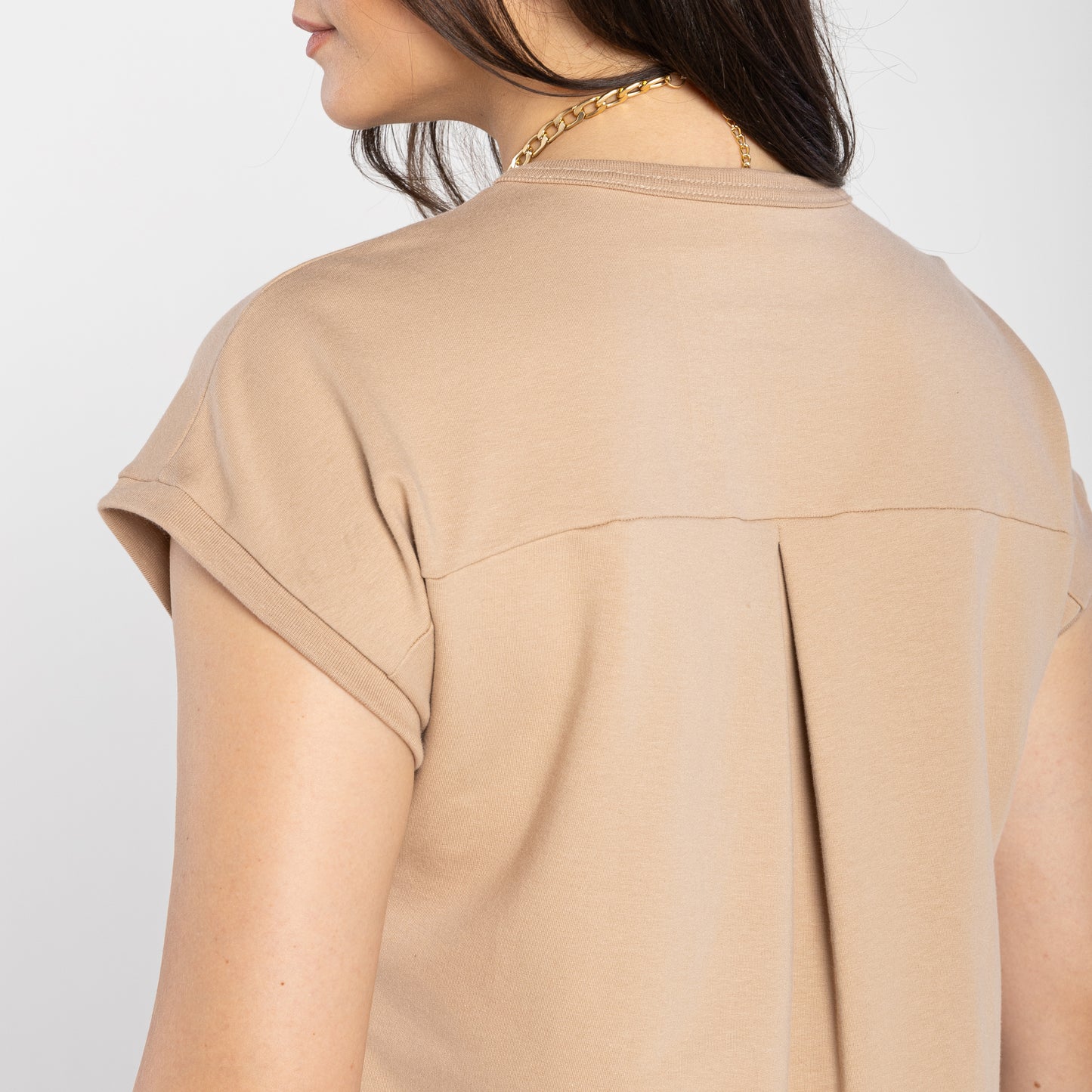 Tech T-Shirt Boxy Comfort Impermévael Feminina - Bege Camel
