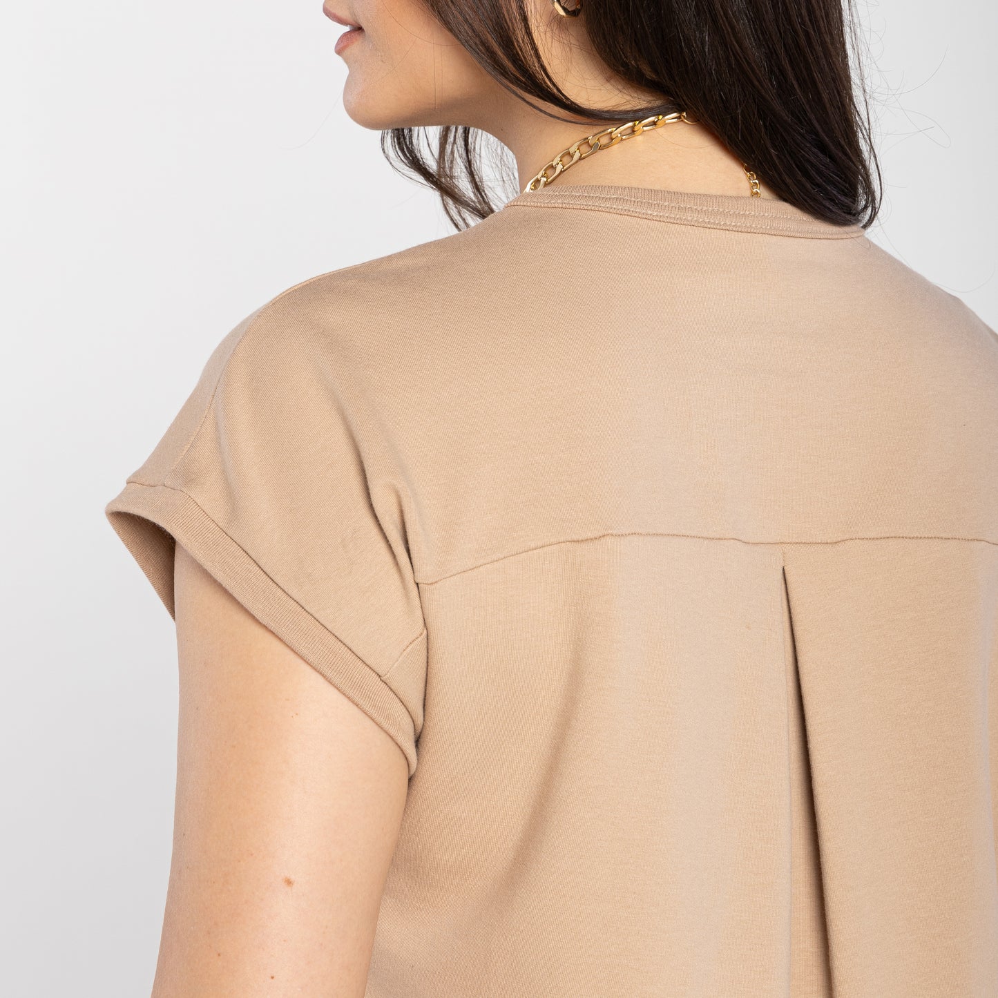Tech T-Shirt Boxy Comfort Impermévael Feminina - Bege Camel