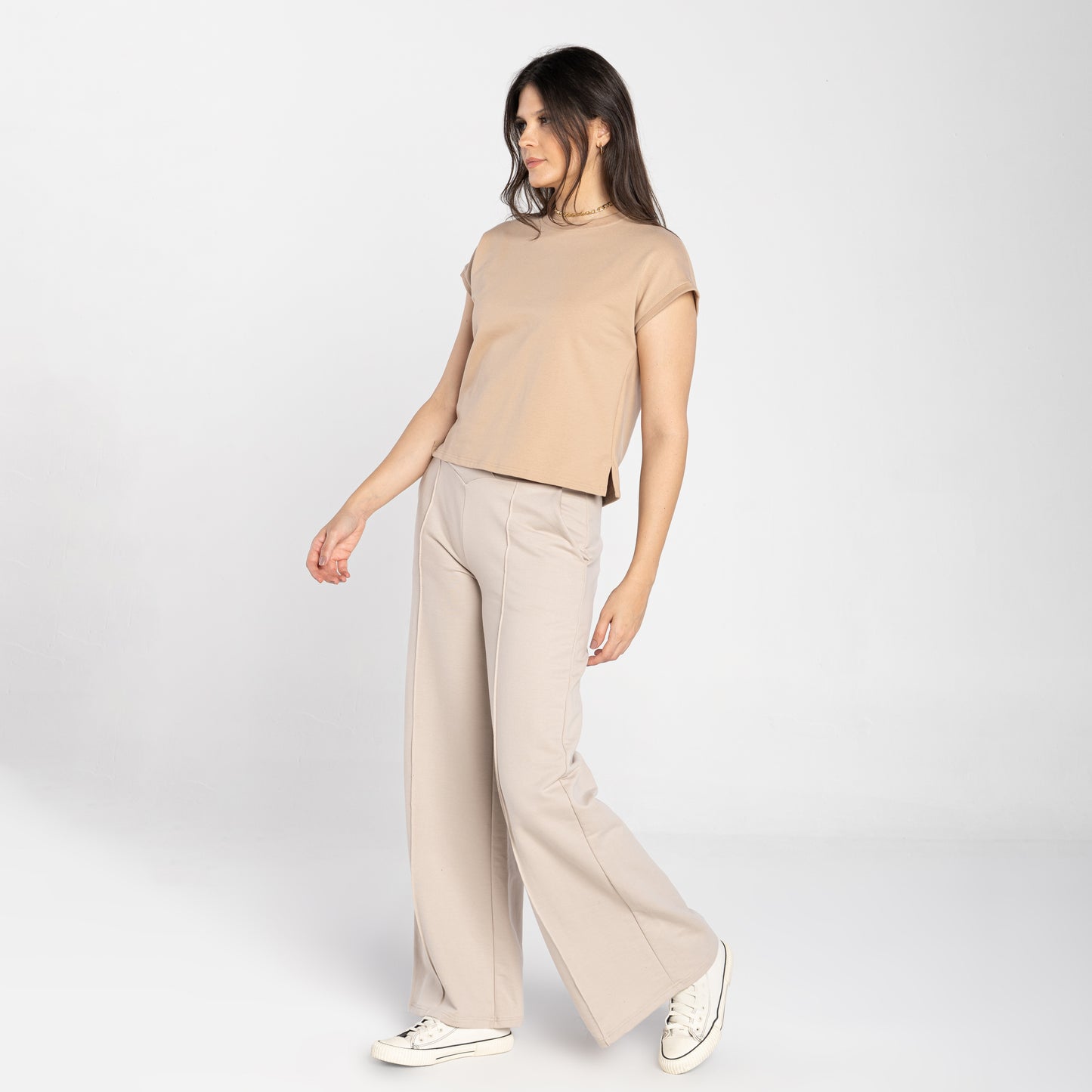 Tech T-Shirt Boxy Comfort Impermévael Feminina - Bege Camel