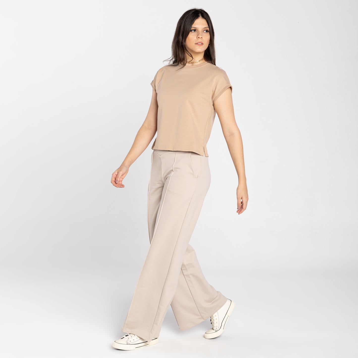 Tech T-Shirt Boxy Comfort Impermévael Feminina - Bege Camel