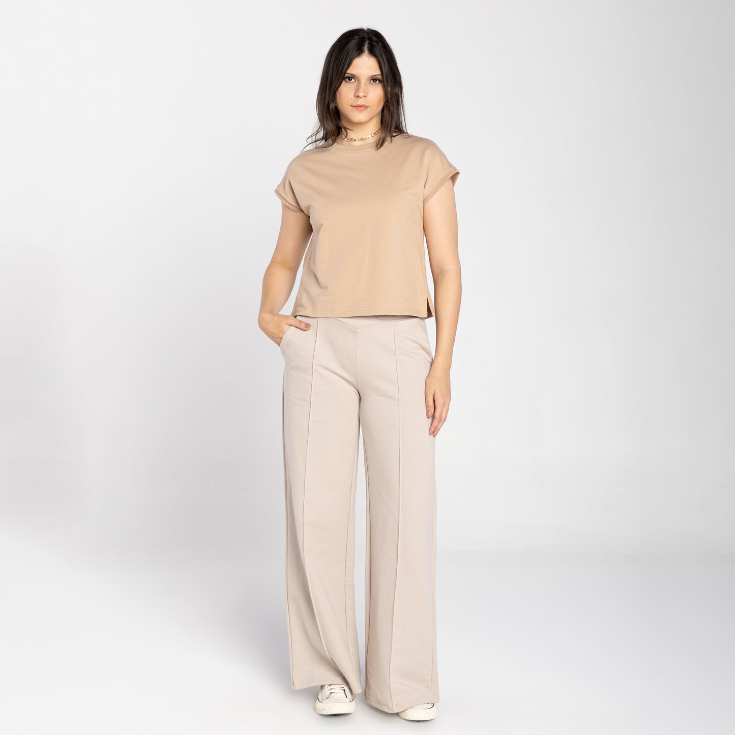 Tech T-Shirt Boxy Comfort Impermévael Feminina - Bege Camel