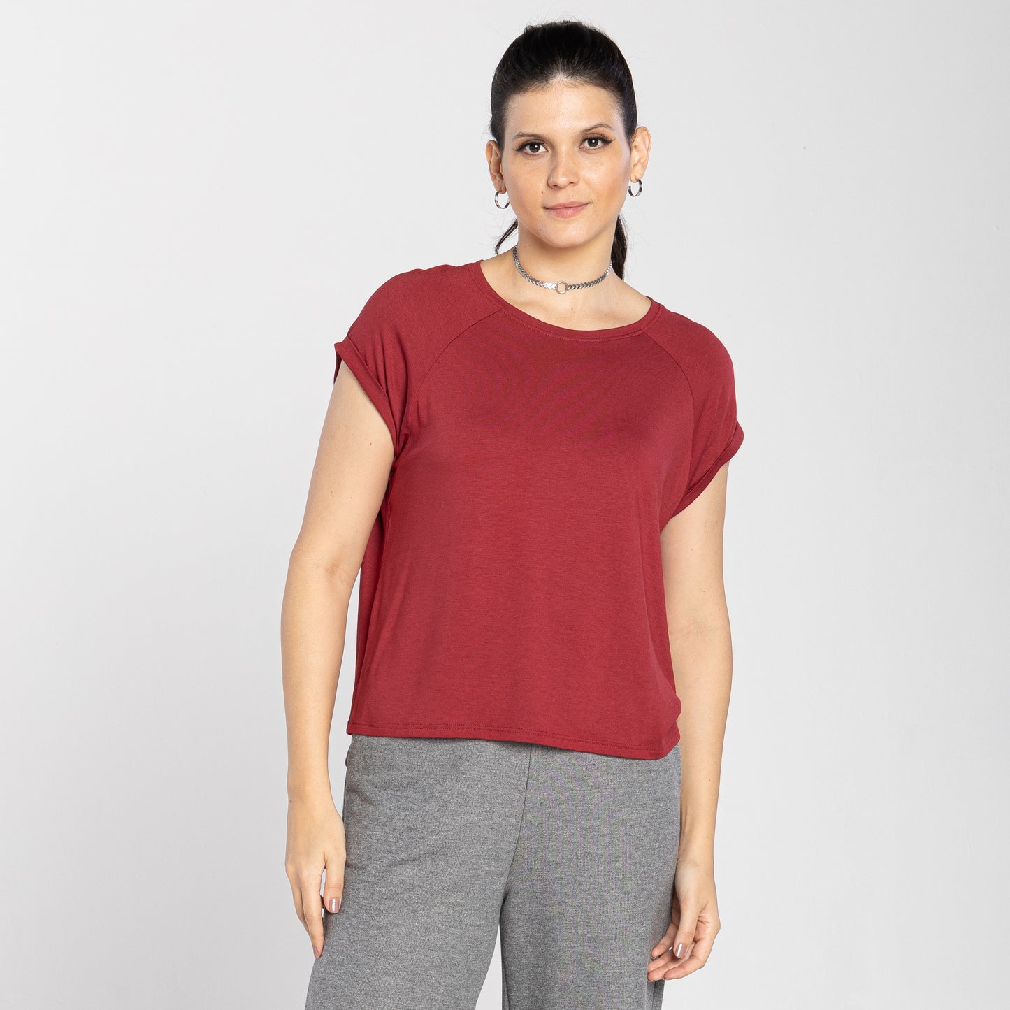 Camiseta Raglan Viscose Feminina - Vermelho Escarlate