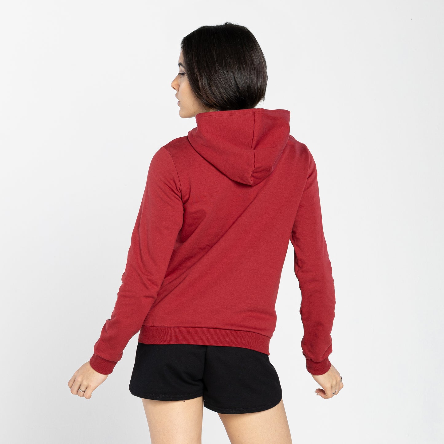 Blusão Moletom Comfort Flanelado Capuz Feminino - Vermelho Escarlate