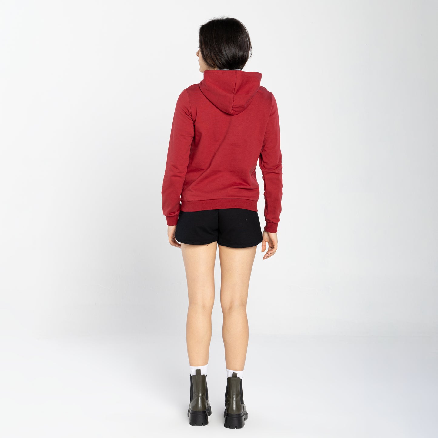 Blusão Moletom Comfort Flanelado Capuz Feminino - Vermelho Escarlate