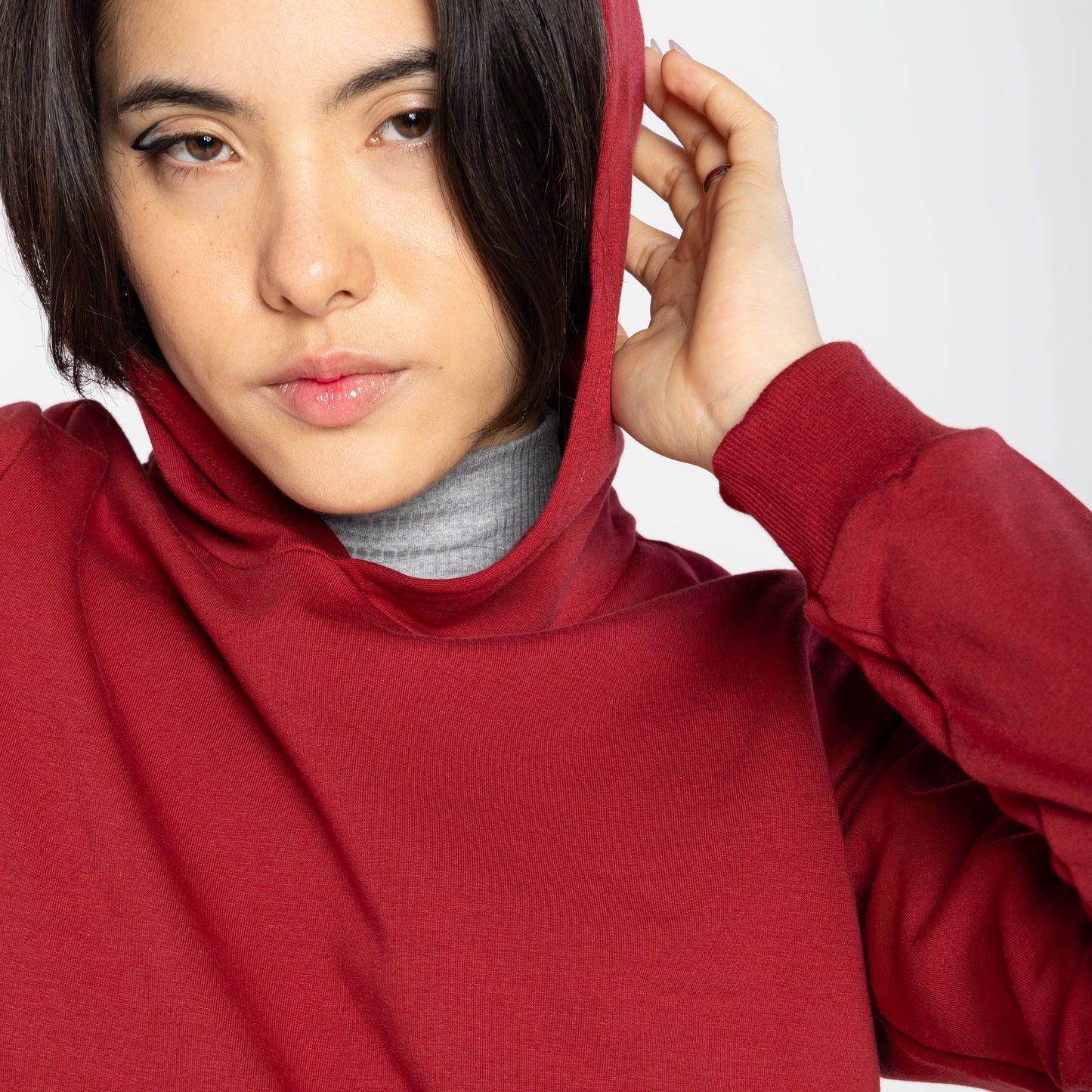Blusão Moletom Comfort Flanelado Capuz Feminino - Vermelho Escarlate