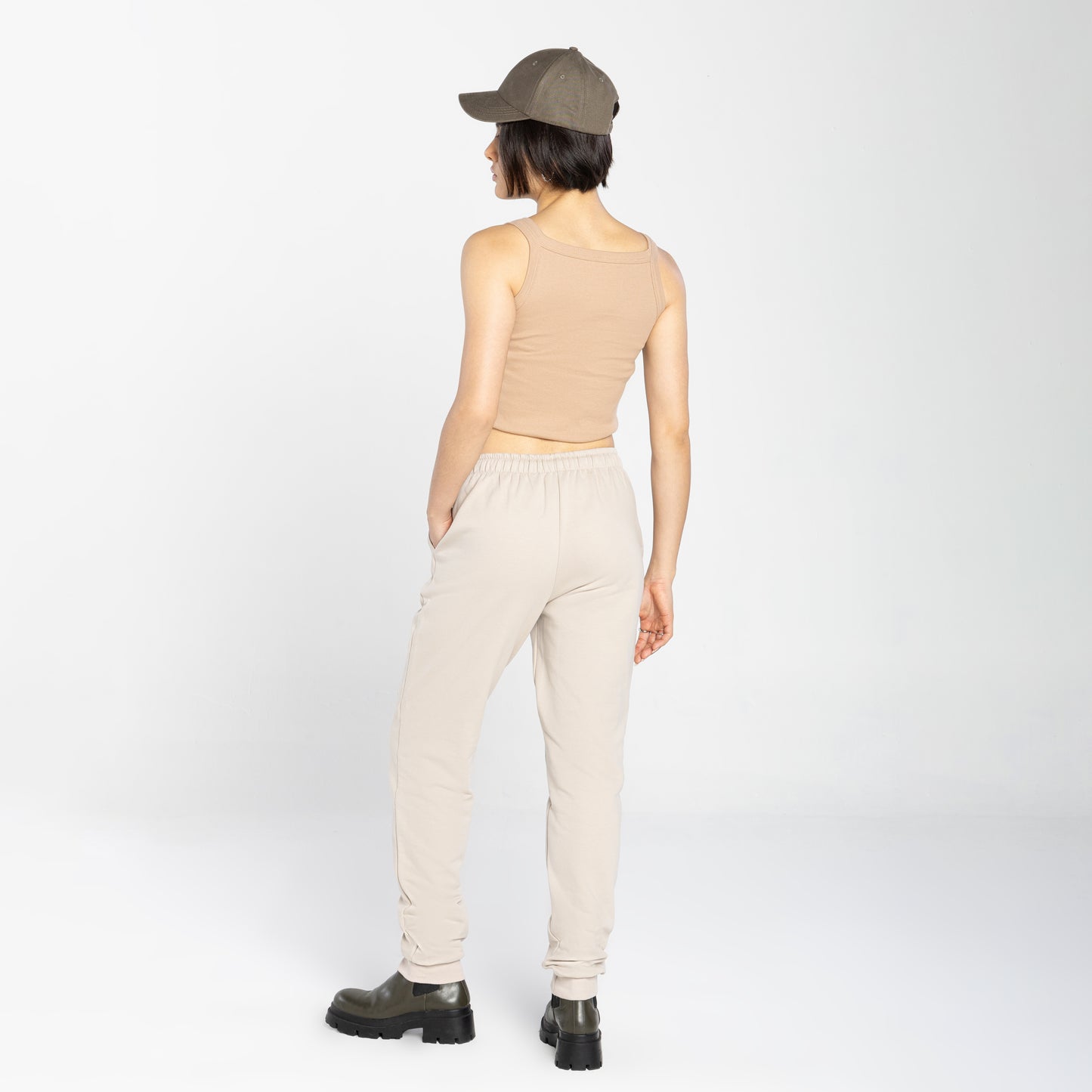 Calça Jogger Moletom Tech Impermeável Feminina - Bege Aveia