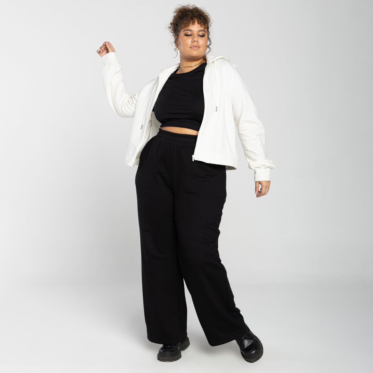 Jaqueta Cropped Tech Impermeável Flanelada Plus - Off White