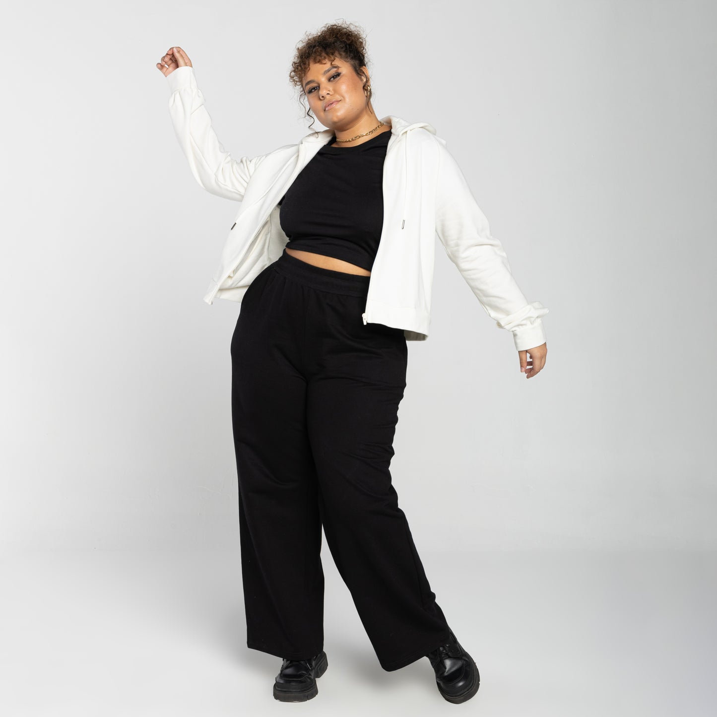 Jaqueta Cropped Tech Impermeável Flanelada Plus - Off White