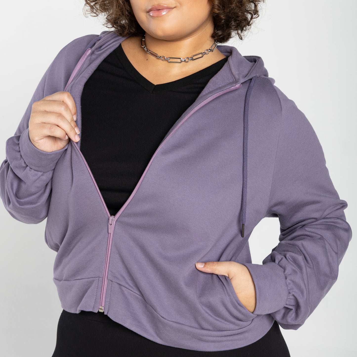 Jaqueta Cropped Tech Impermeável Flanelada Plus - Mirtilo