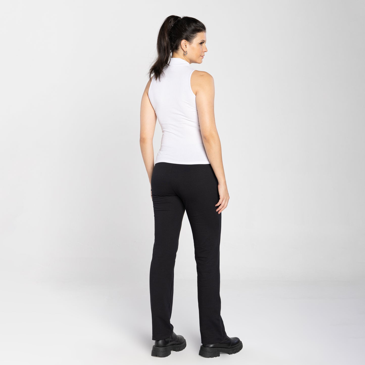 Regata Canelada Gola Rolê Feminina - Branco