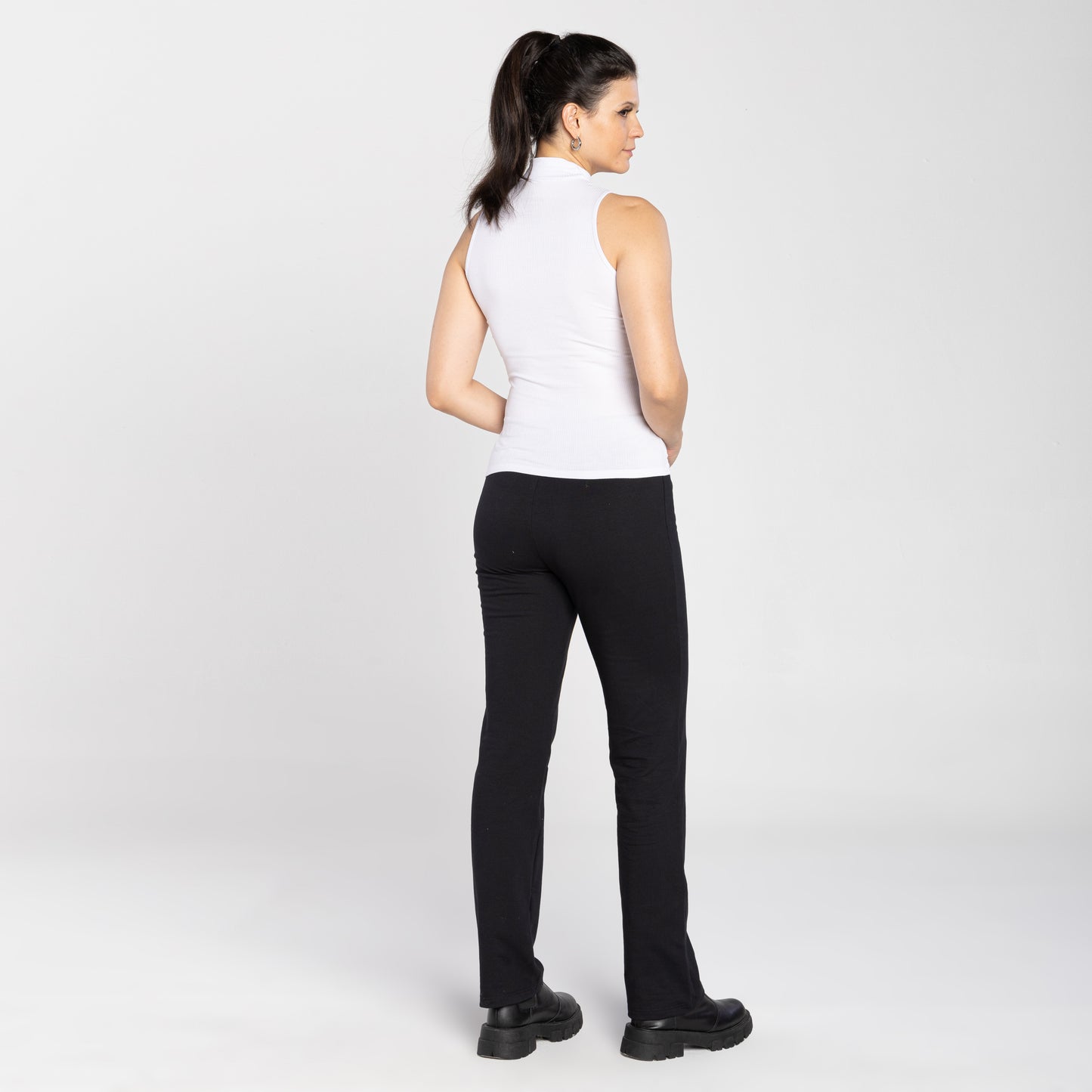 Regata Canelada Gola Rolê Feminina - Branco