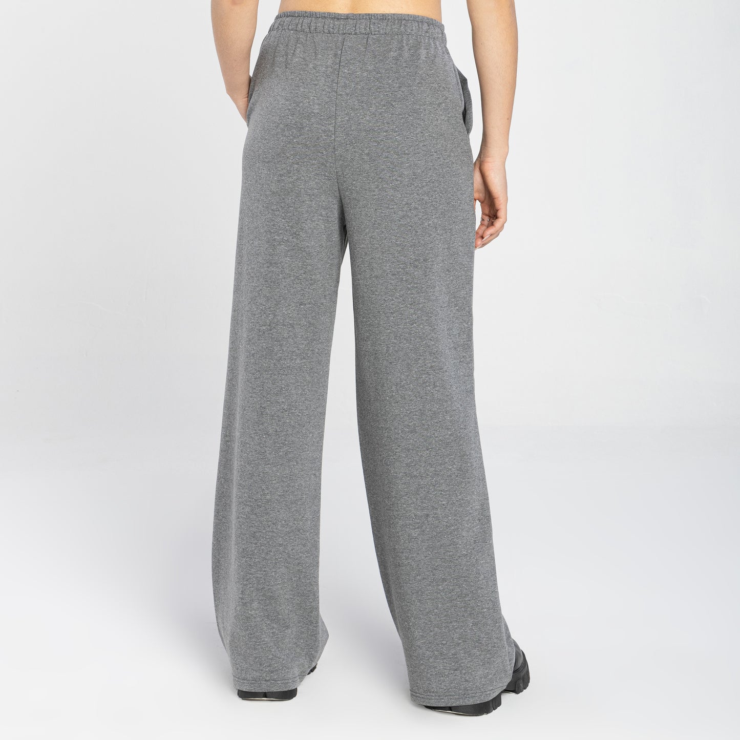 Calça Wide Moletom Comfort Feminina - Mescla Escuro