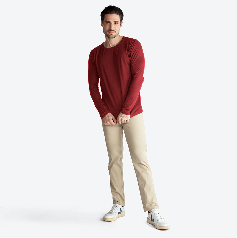 Camiseta Algodão Premium Manga Longa Masculina | Everyday Collection - Marsala