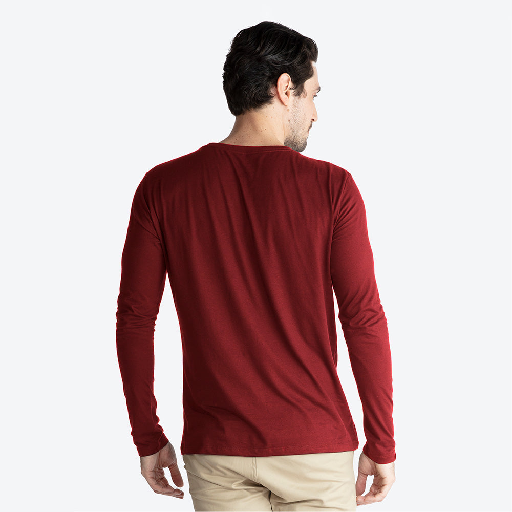 Camiseta Algodão Premium Manga Longa Masculina | Everyday Collection - Marsala