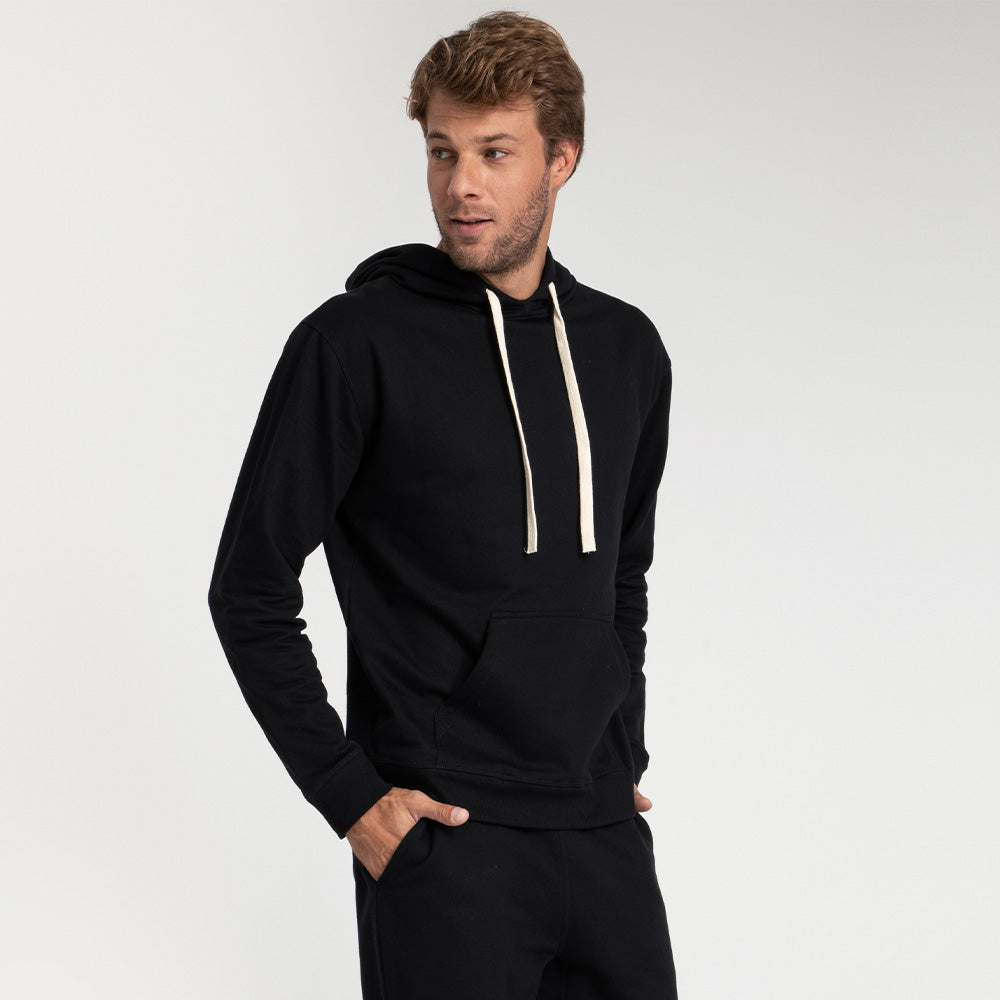 Blusão Moletom Com Capuz Masculino - Preto
