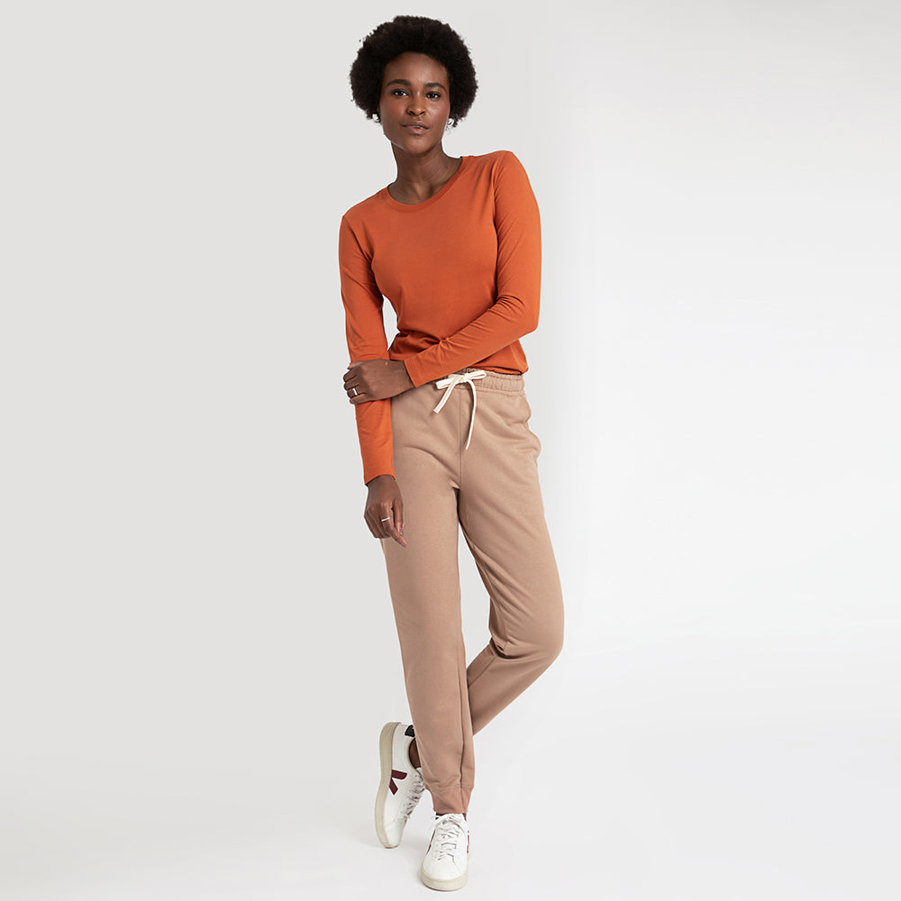 Calça Jogger de Moletom Feminina - Bege Médio