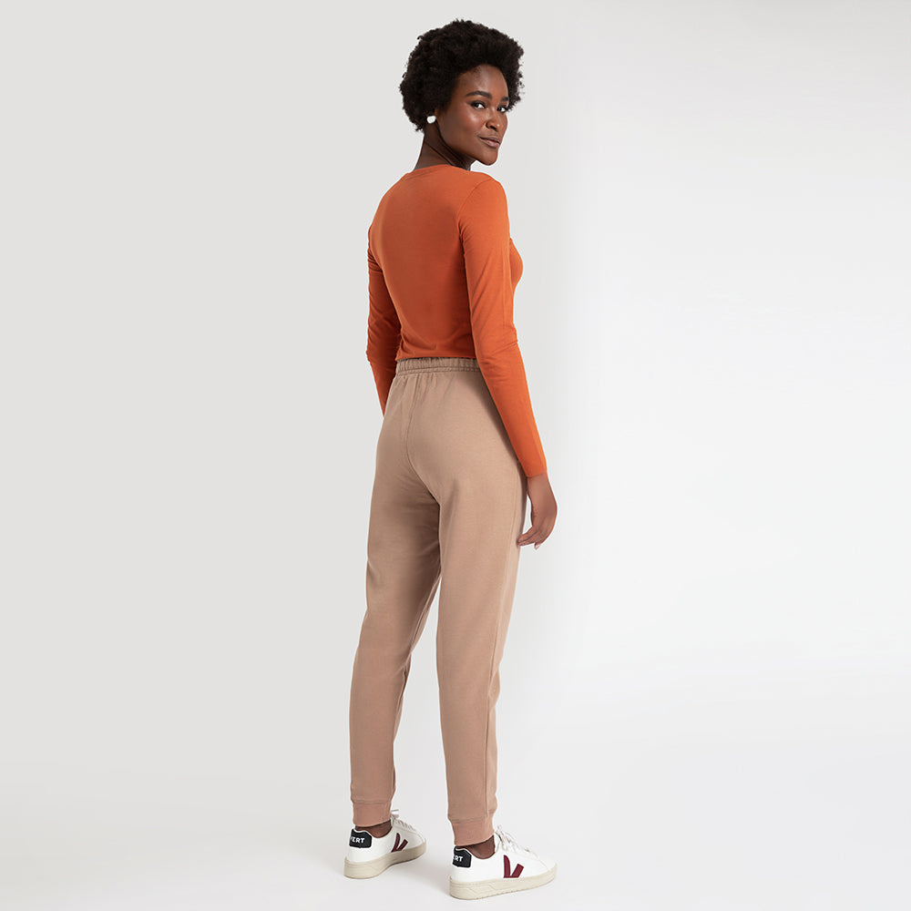 Calça Jogger de Moletom Feminina - Bege Médio