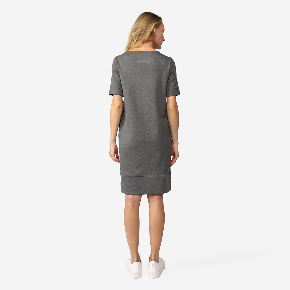 Vestido Curto Malha Estruturada T-Shirt - Mescla Escuro