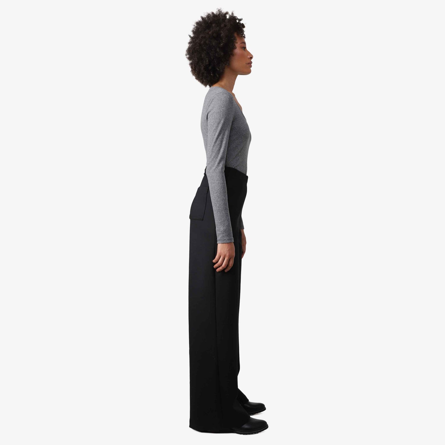 Blusa Canelada Algodão Decote Quadrado Feminina - Mescla Escuro