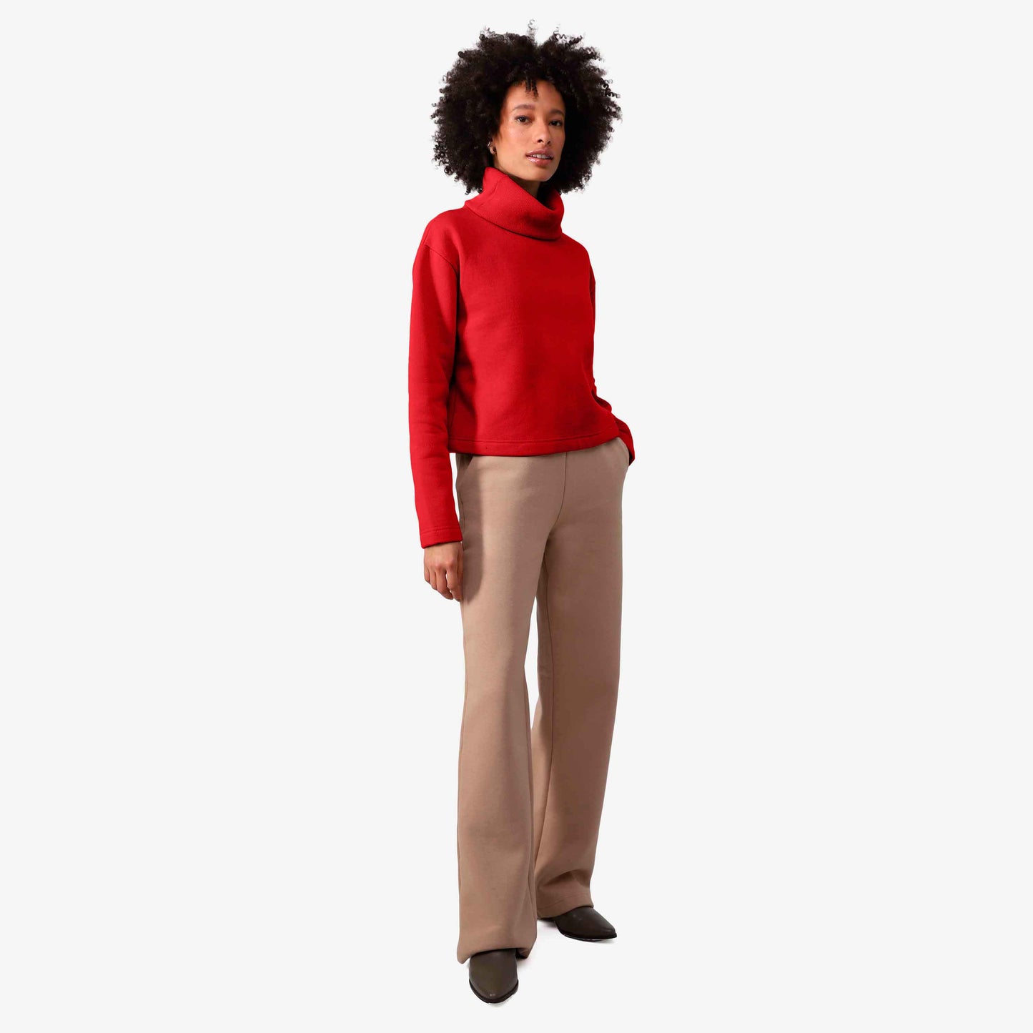 Blusa Moletom Flanelado Gola Rolê Feminina - Vermelho Escarlate
