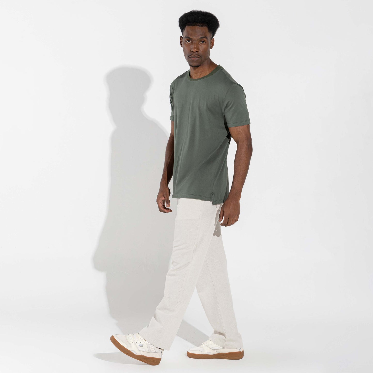Camiseta Algodão Pima Gola Dupla Masculina | Life Collection - Verde Figo