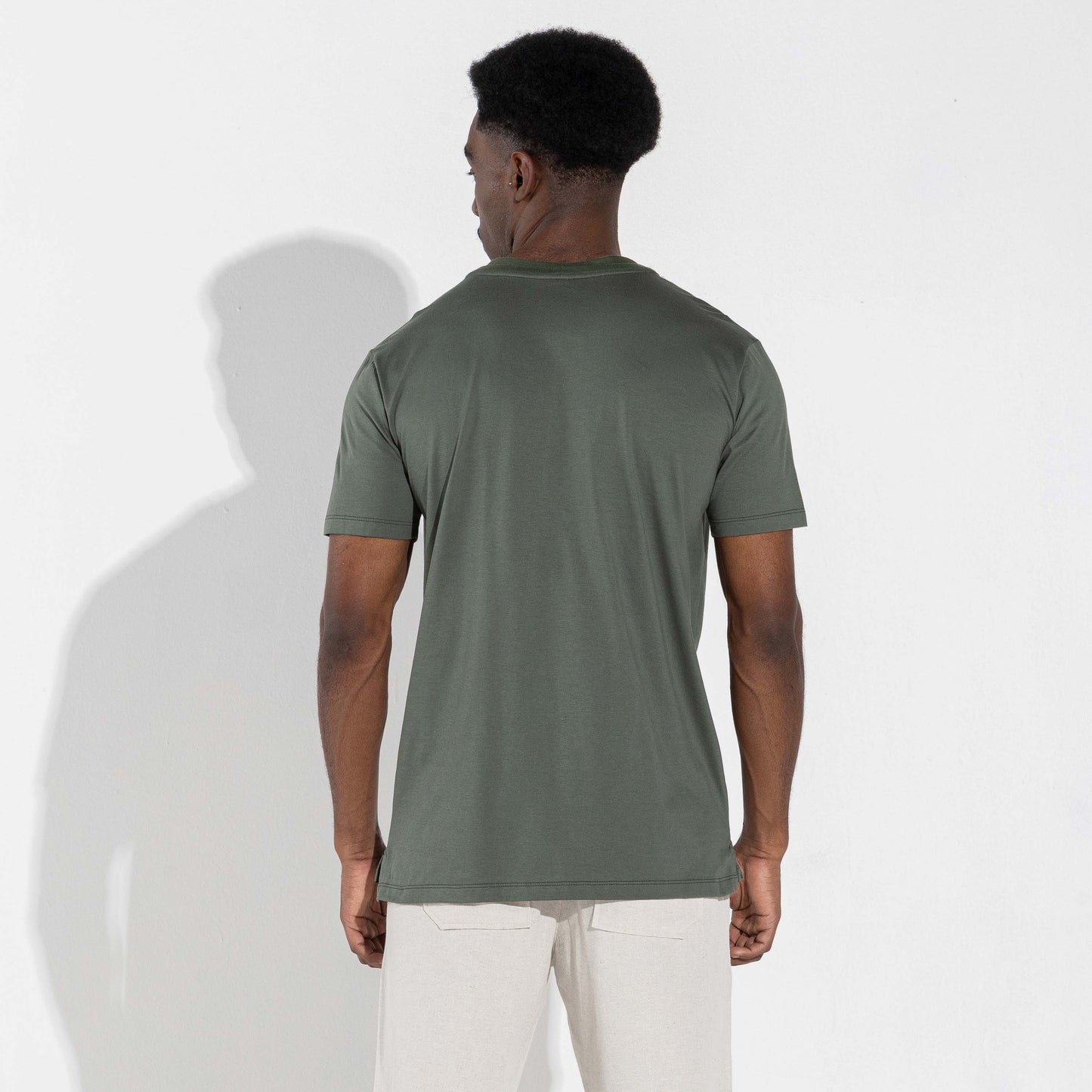 Camiseta Algodão Pima Gola Dupla Masculina | Life Collection - Verde Figo
