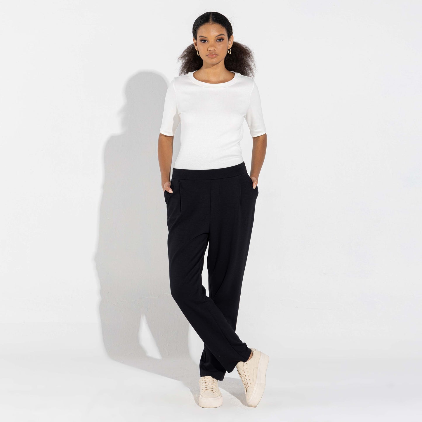 Blusa Algodão Canelado Manga Curta Feminina - Off White