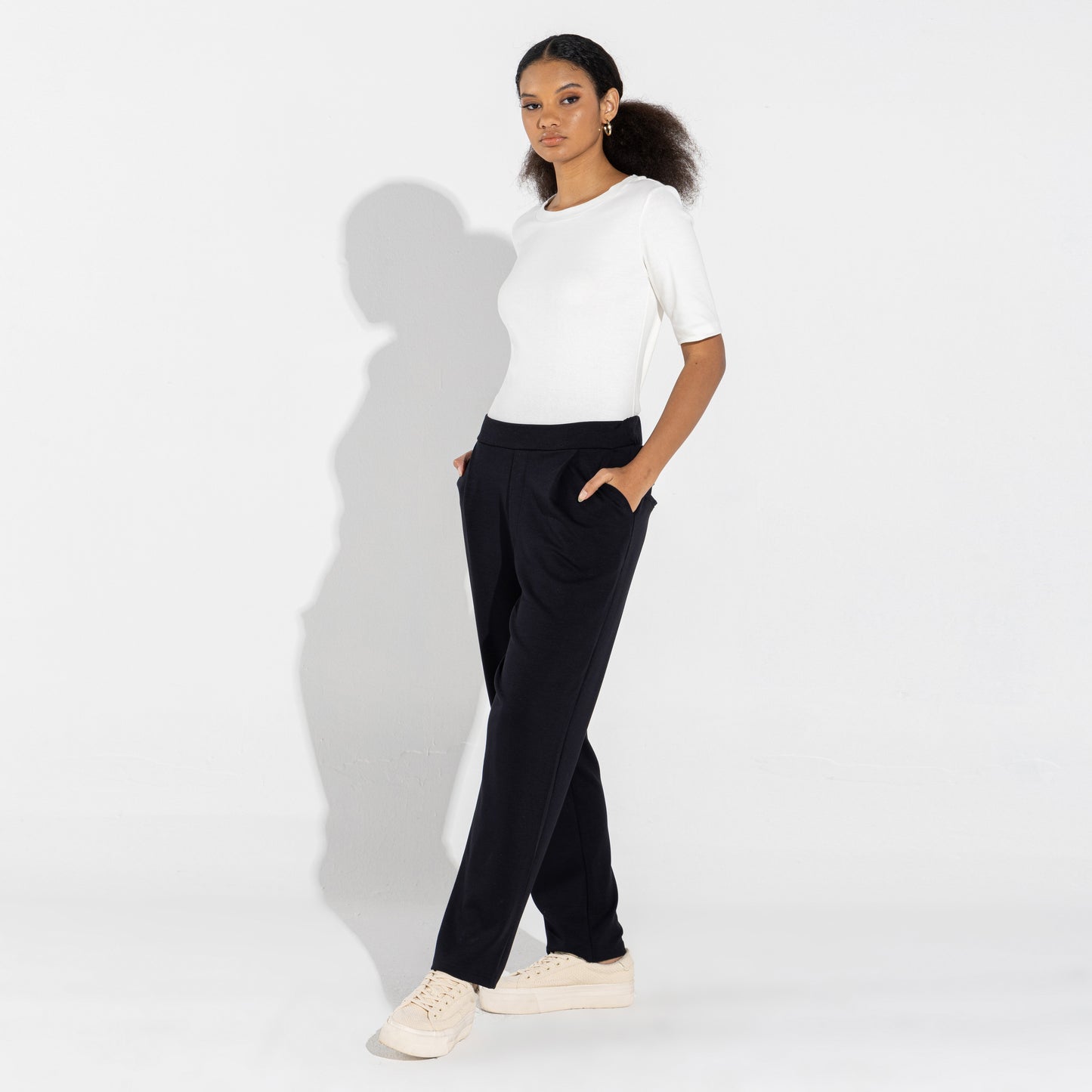 Blusa Algodão Canelado Manga Curta Feminina - Off White