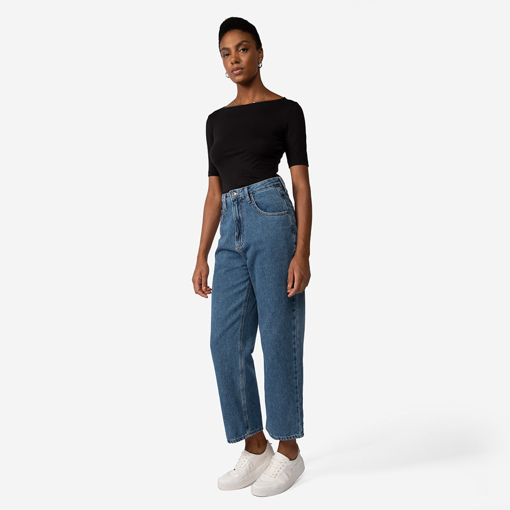 Blusa Cotton Pima Decote Canoa Feminina | Life Collection - Preto