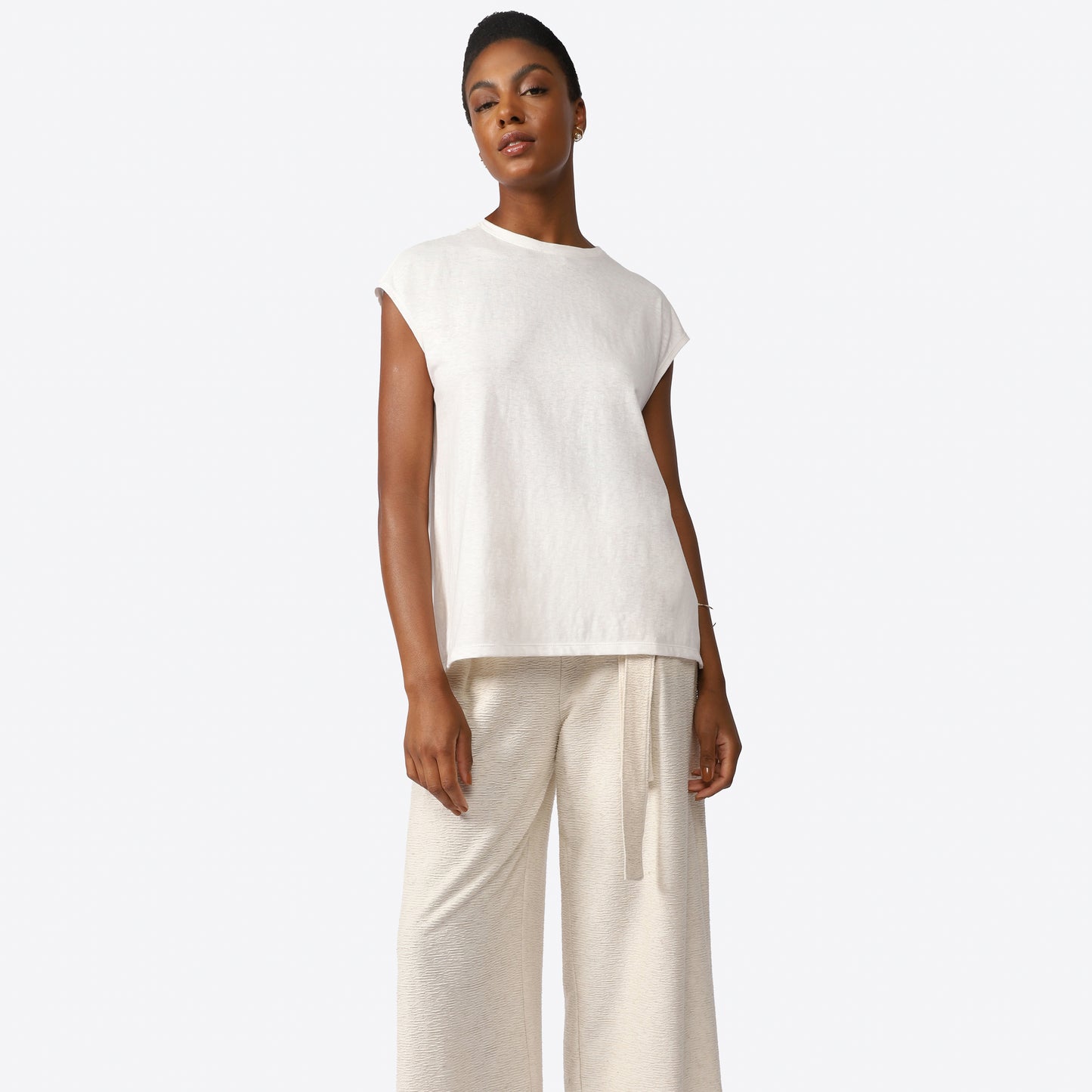 Camiseta Malha Linho Feminina - Off White