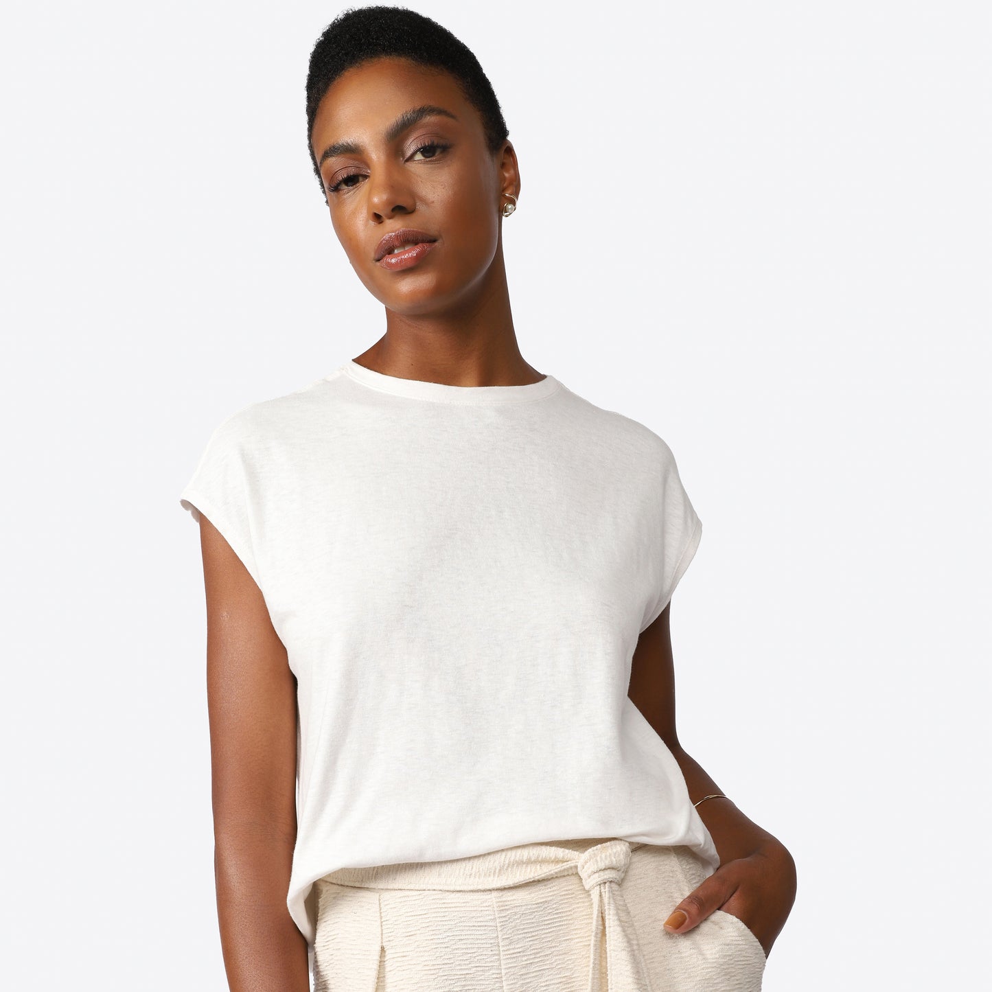 Camiseta Malha Linho Feminina - Off White